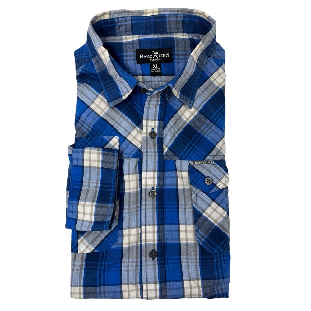 Marc Ecko Blue Plaid Men's Shirt